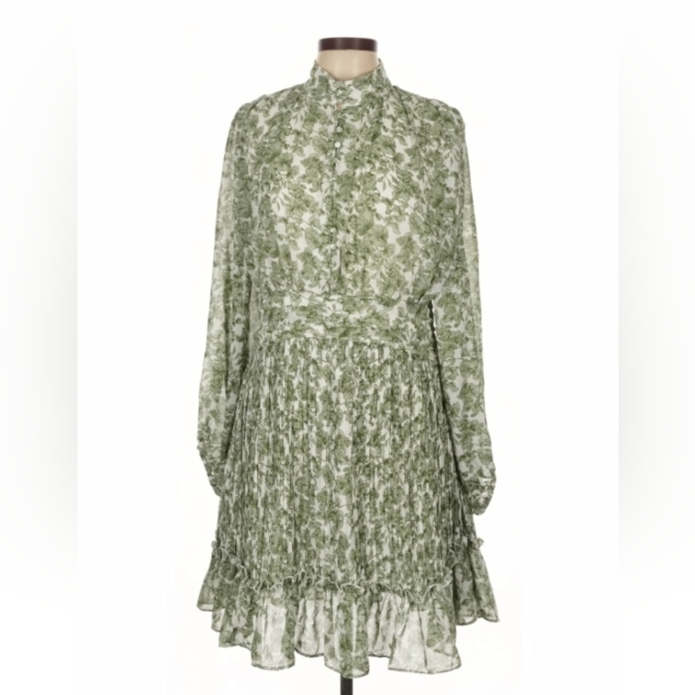 Ivy City Co Green Floral Dress Large